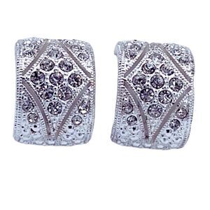 Vintage half hoop rhinestone embellished clip earrings